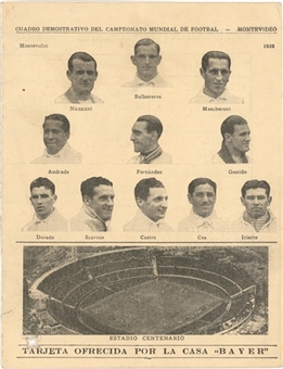 1930 World Cup Fixture Card With Facsimile Jose Nasazzi Note